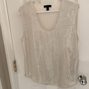 Metallic J. Crew white tank top